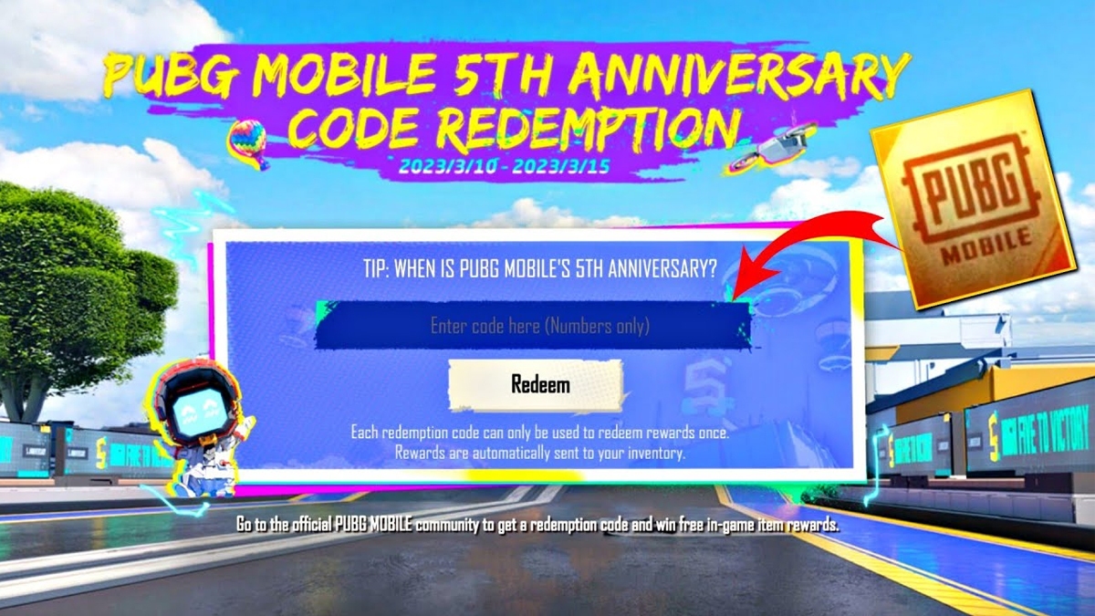 Redeem code: Pubg Mobile 5th Anniversary
